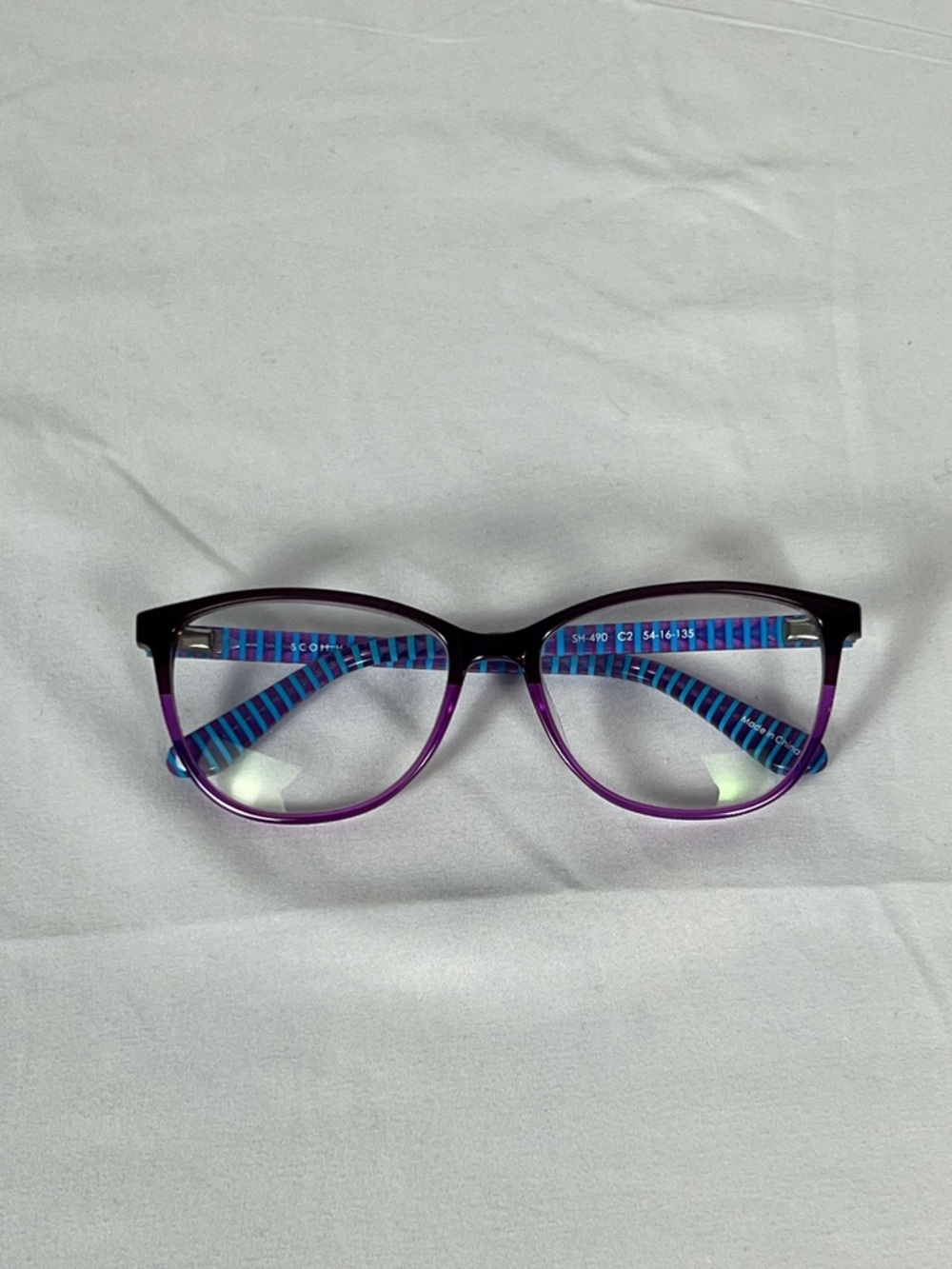 Scott Harris Purple and Black Gradient Eyeglasses Frame with Blue Stripes